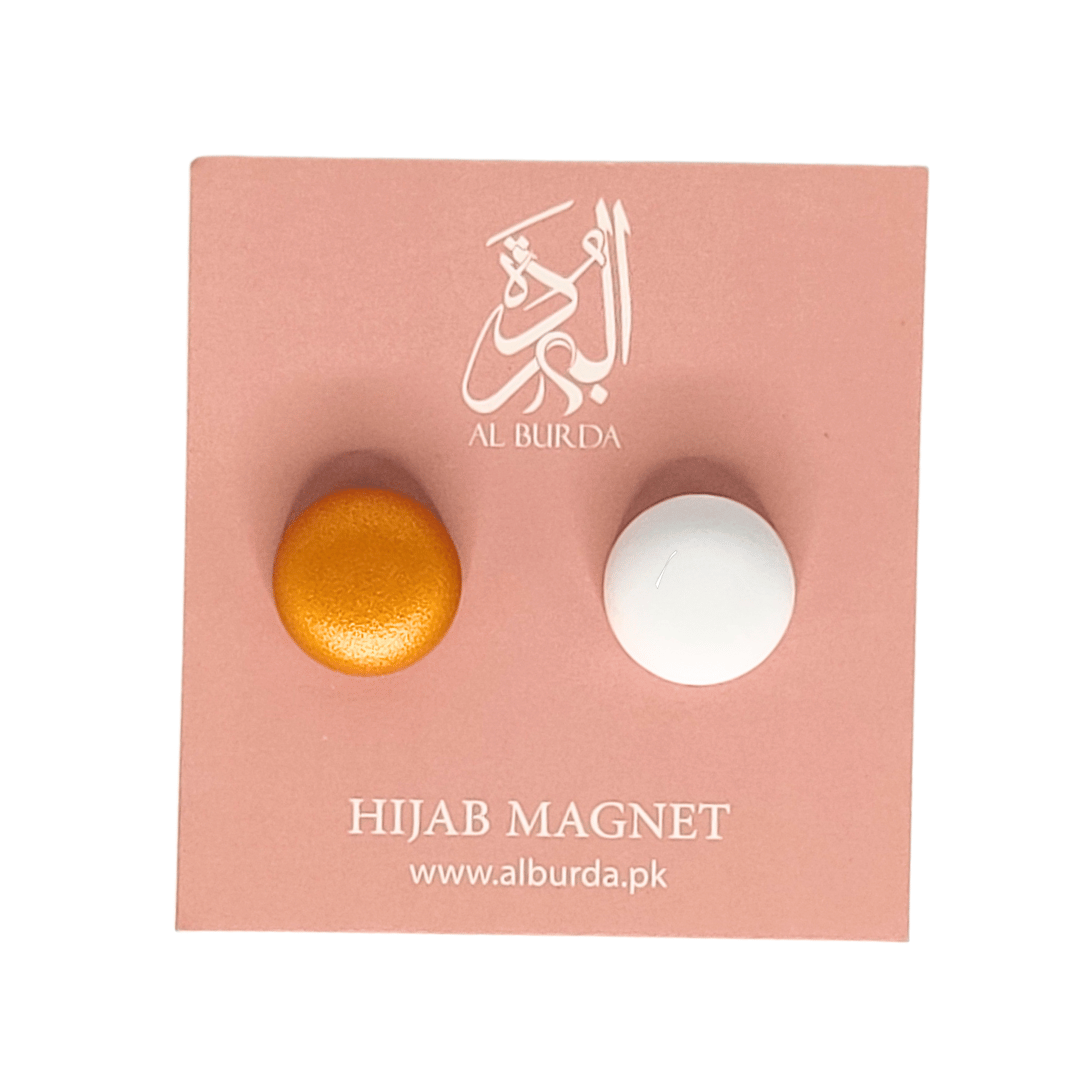 Matte Hijab Magnets - Golden n White