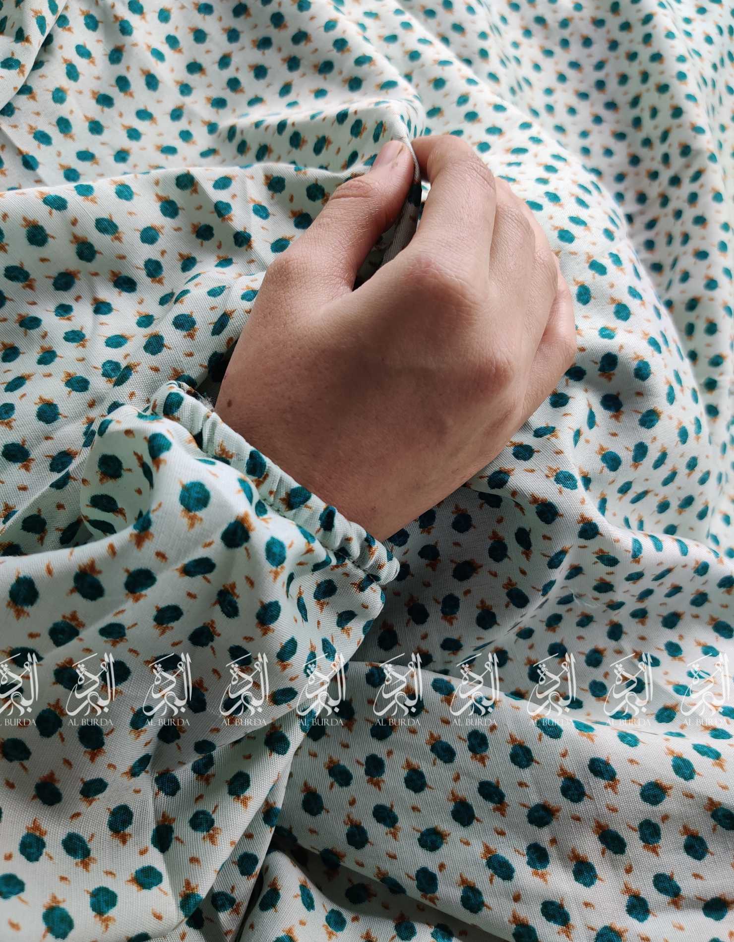 Namaz Chadar With Sleeves - Teal Flowers